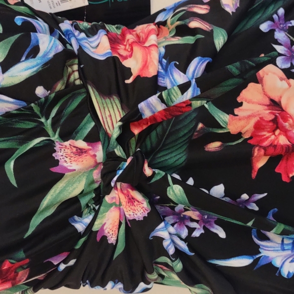 Aqua Green Wrap Tie Front One Piece Swimsuit Medium - Picture 9 of 12